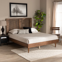 Baxton Studio Kioshi-Ash Walnut-King Baxton Studio Kioshi Mid-Century Modern Transitional Ash Walnut Finished Wood King Size Platform Bed